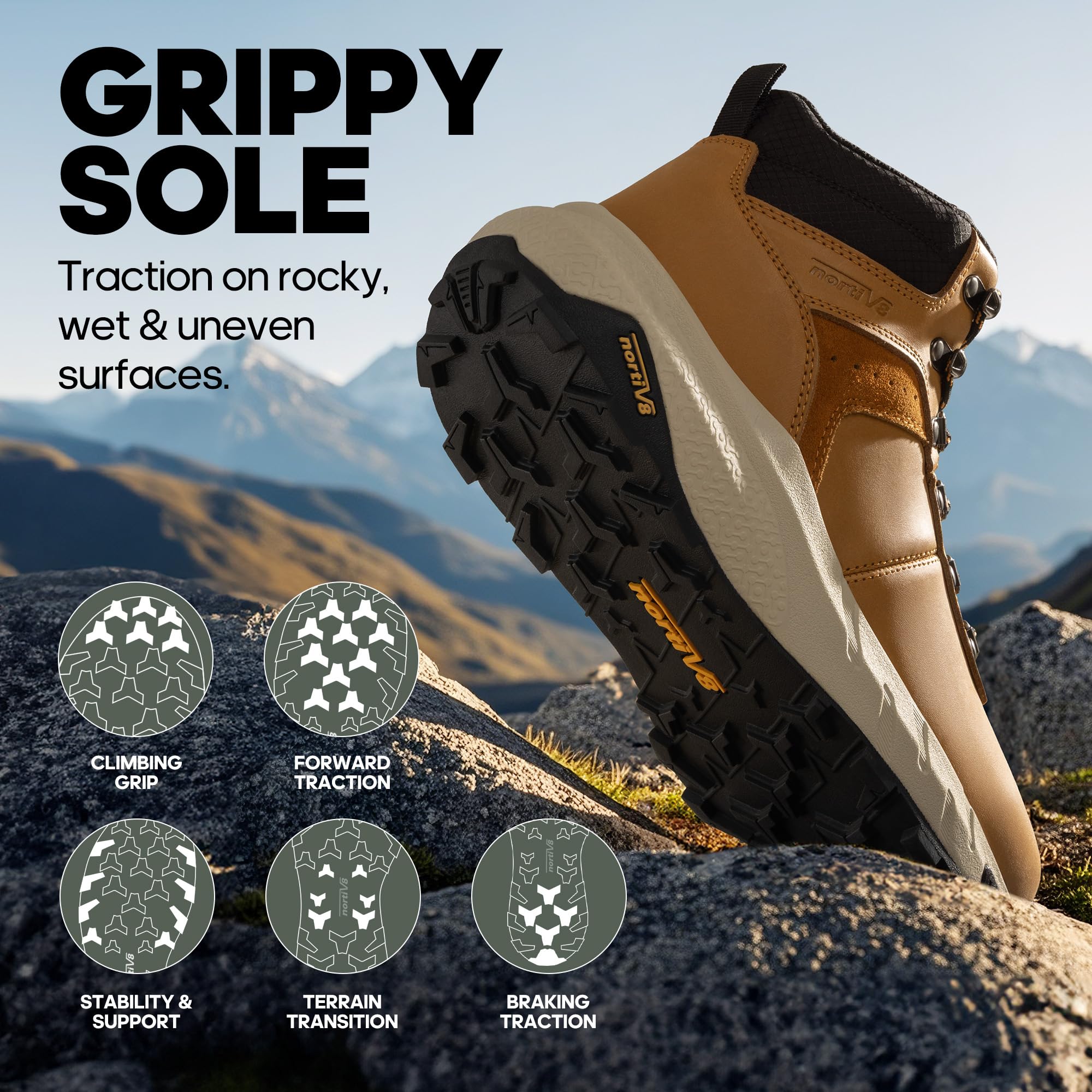 Foto 4 | Botas De Senderismo Nortiv 8 Nmumhb2505 Impermeables De Cuero Para Hombre, Color Marrón - Venta Internacional.