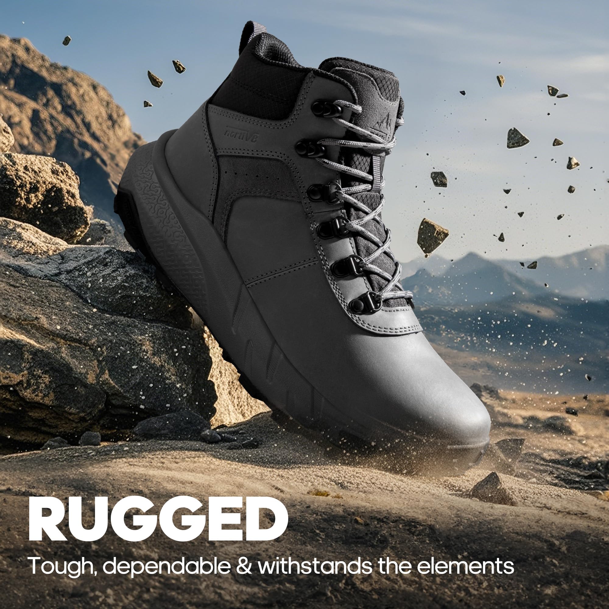 Foto 6 | Botas De Senderismo Nortiv 8 Nmumhb2505 Impermeables De Cuero Para Hombre, Gris 9 - Venta Internacional.
