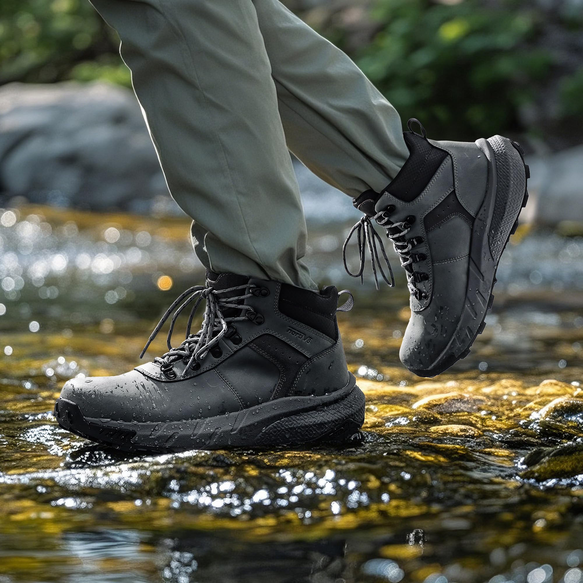 Foto 7 | Botas De Senderismo Nortiv 8 Nmumhb2505 Impermeables De Cuero Para Hombre, Gris 9 - Venta Internacional.