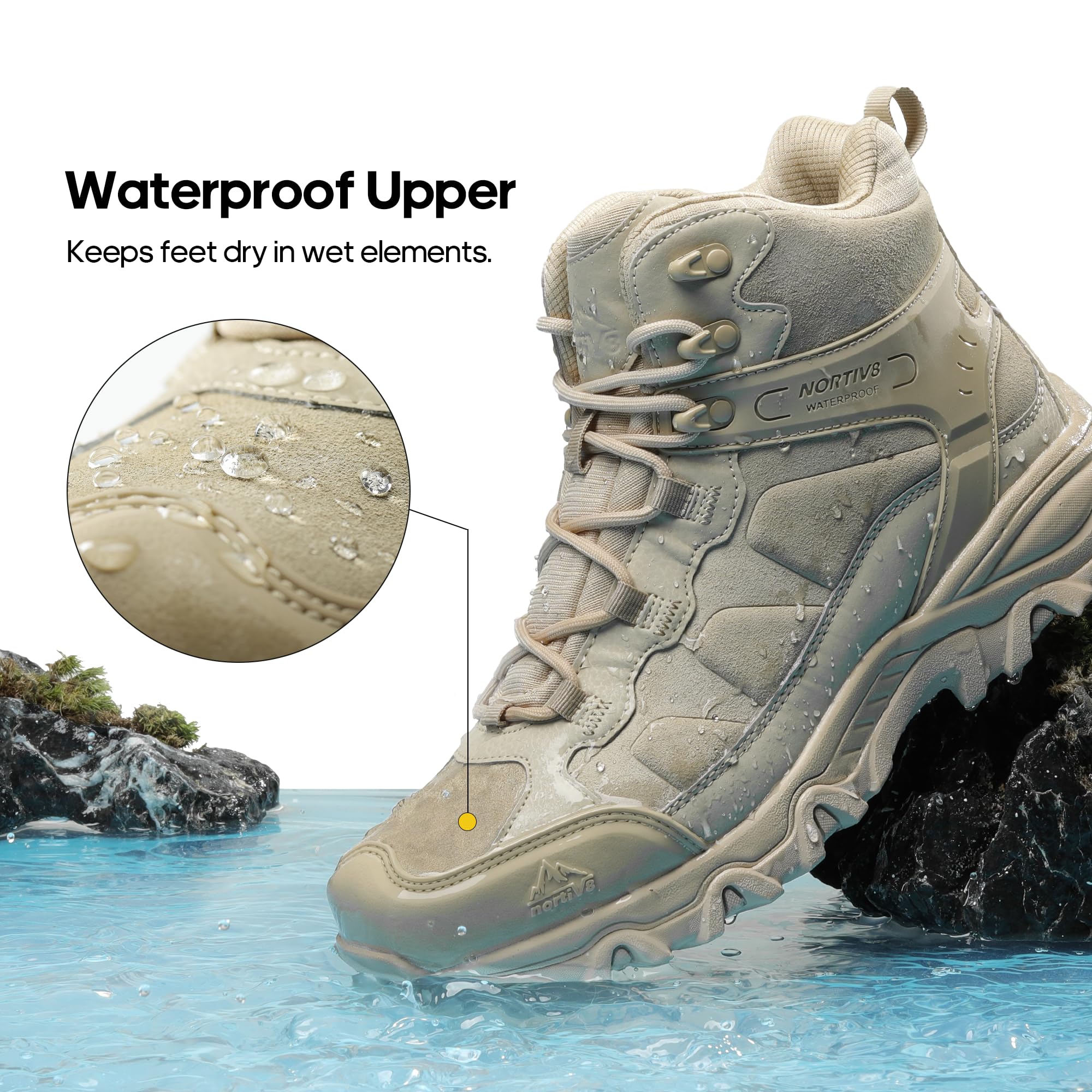 Foto 7 | Botas De Senderismo Nortiv 8 Paladin Impermeables Para Hombre, Talla 10, Color Arena - Venta Internacional.