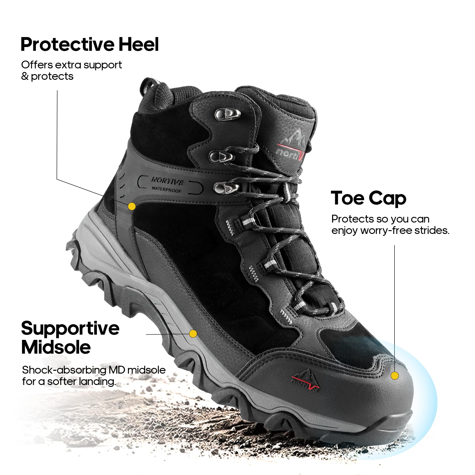 Foto 7 pulgar | Botas De Senderismo Nortiv 8 Paladin Impermeables Para Hombre, Talla 13, Color Negro - Venta Internacional.