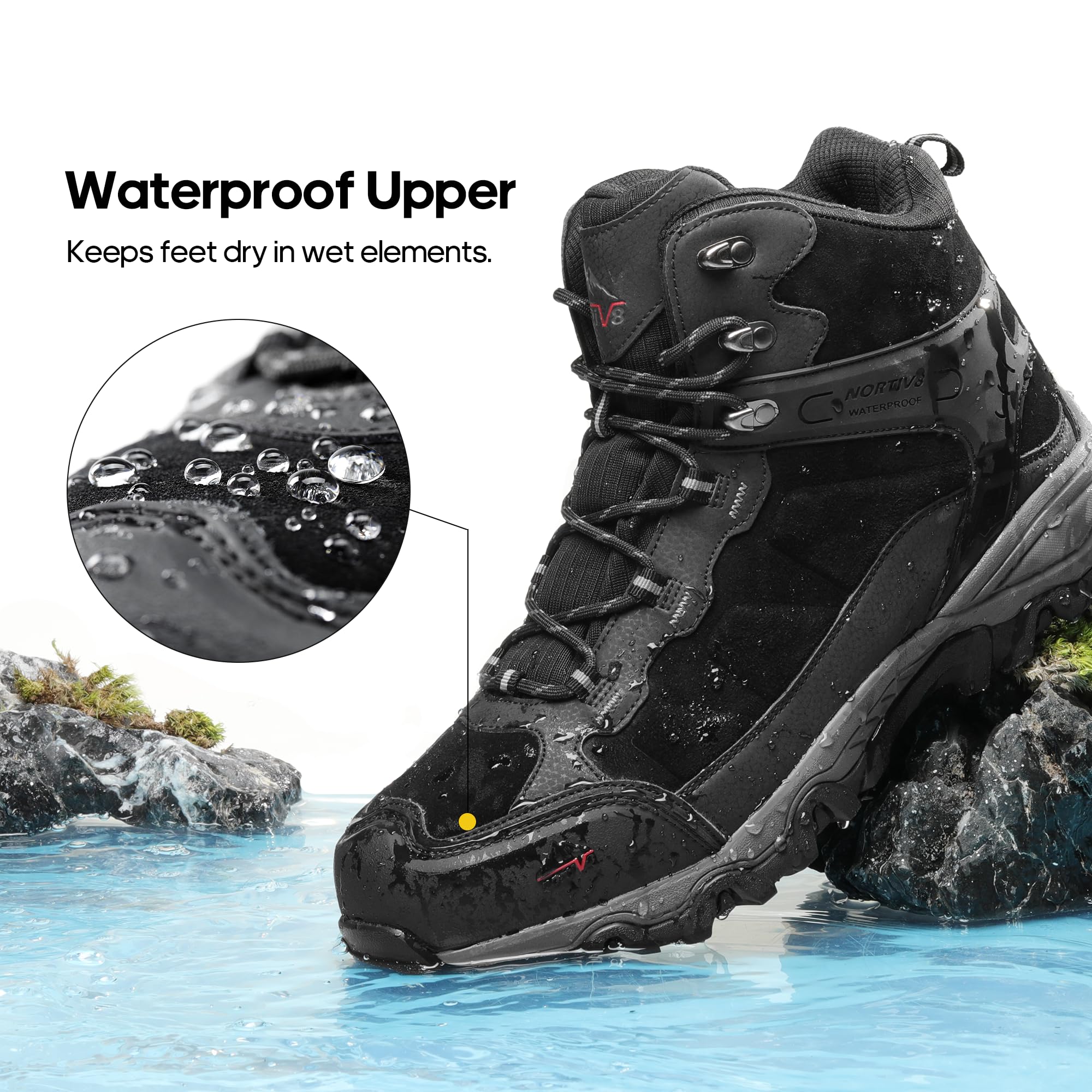 Foto 8 pulgar | Botas De Senderismo Nortiv 8 Paladin Impermeables Para Hombre, Talla 13, Color Negro - Venta Internacional.
