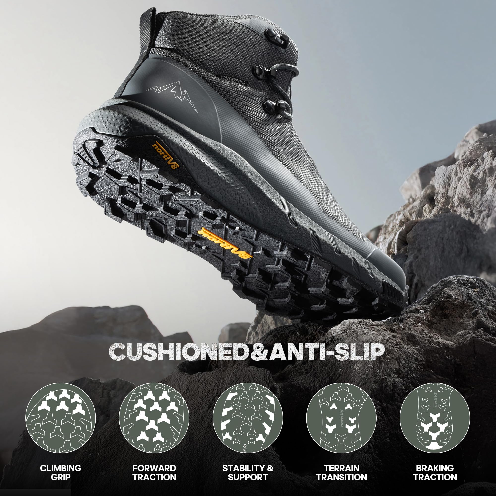 Foto 3 | Botas De Senderismo Nortiv 8 Hydrotrek Impermeables Para Hombre, Talla 10 - Venta Internacional.