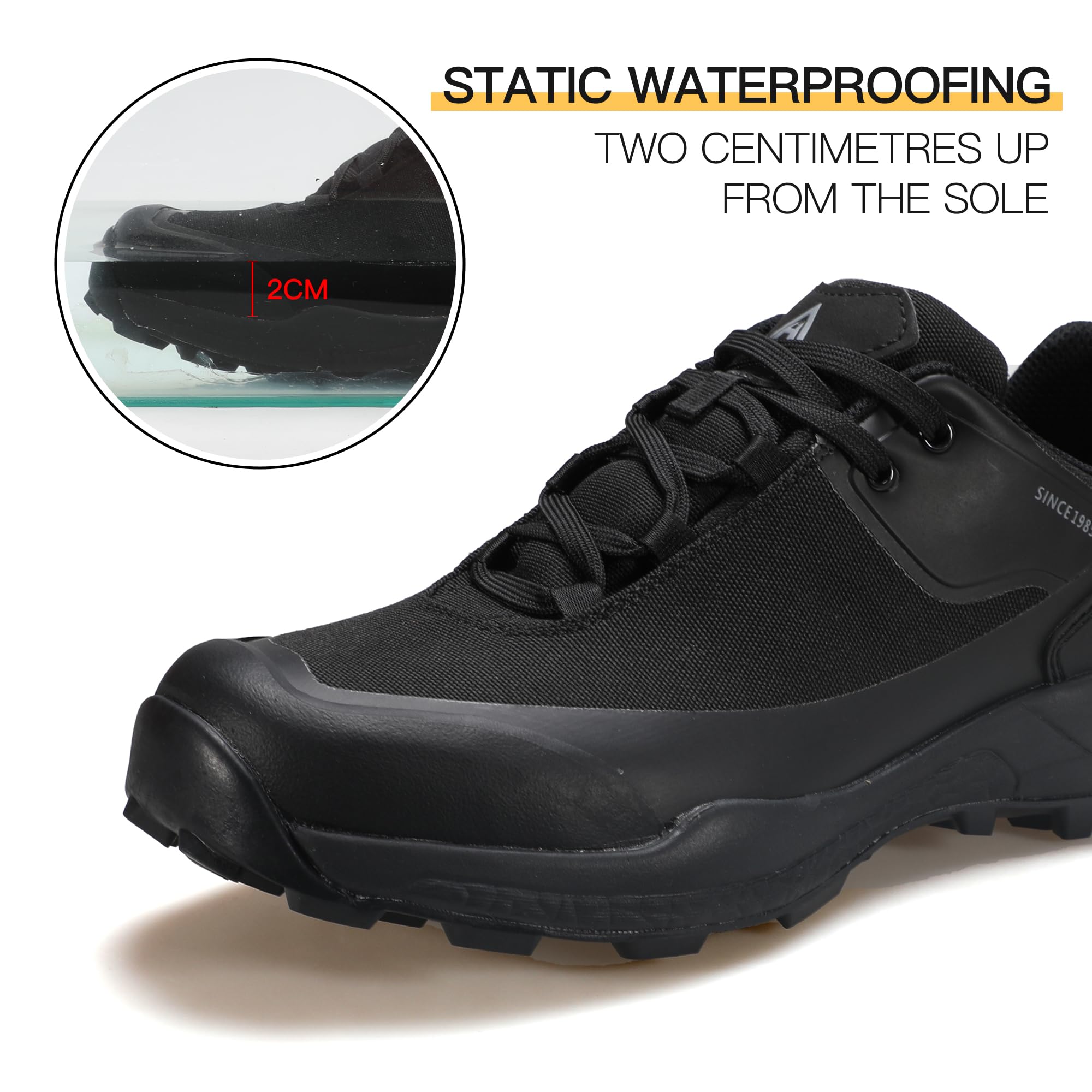 Foto 2 | Zapatos De Senderismo Humtto Impermeables Trekking Trail Para Hombre 9 Negros - Venta Internacional.