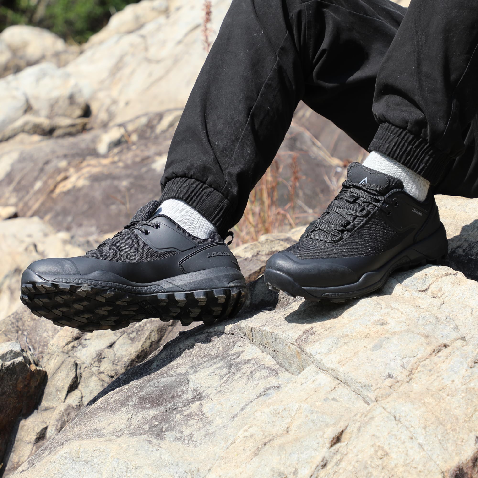 Foto 6 | Zapatos De Senderismo Humtto Impermeables Trekking Trail Para Hombre 9 Negros - Venta Internacional.