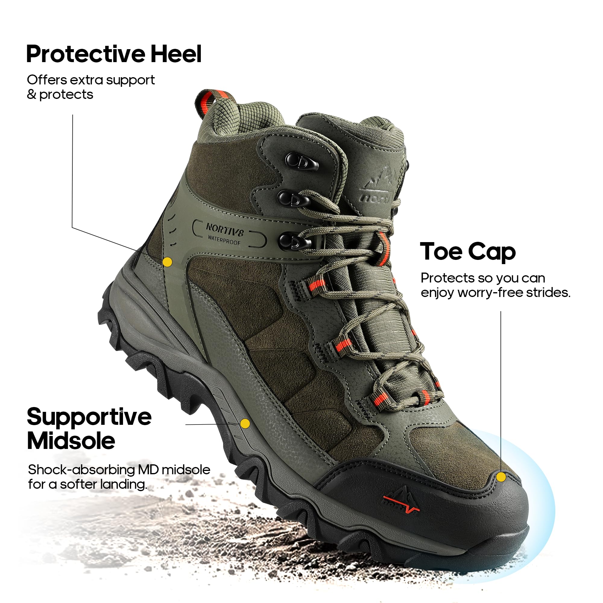 Foto 6 | Botas De Senderismo Nortiv 8 Paladin Impermeables Para Hombre, Color Verde Militar - Venta Internacional.