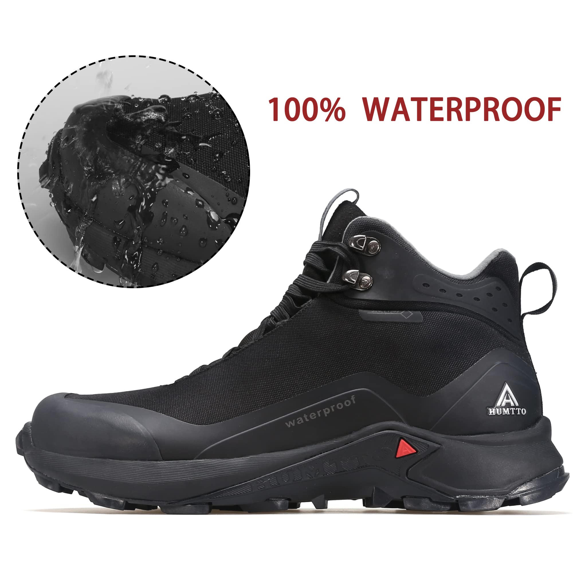 Foto 3 pulgar | Botas De Senderismo Humtto Para Hombre, Todo Terreno, Impermeables, Negras - Venta Internacional.
