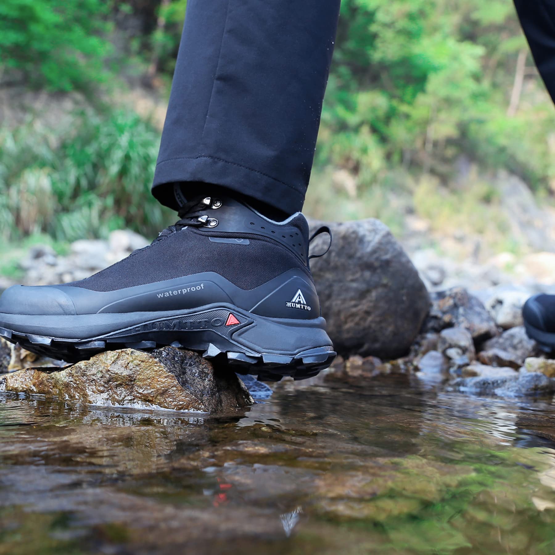Foto 7 pulgar | Botas De Senderismo Humtto Para Hombre, Todo Terreno, Impermeables, Negras - Venta Internacional.