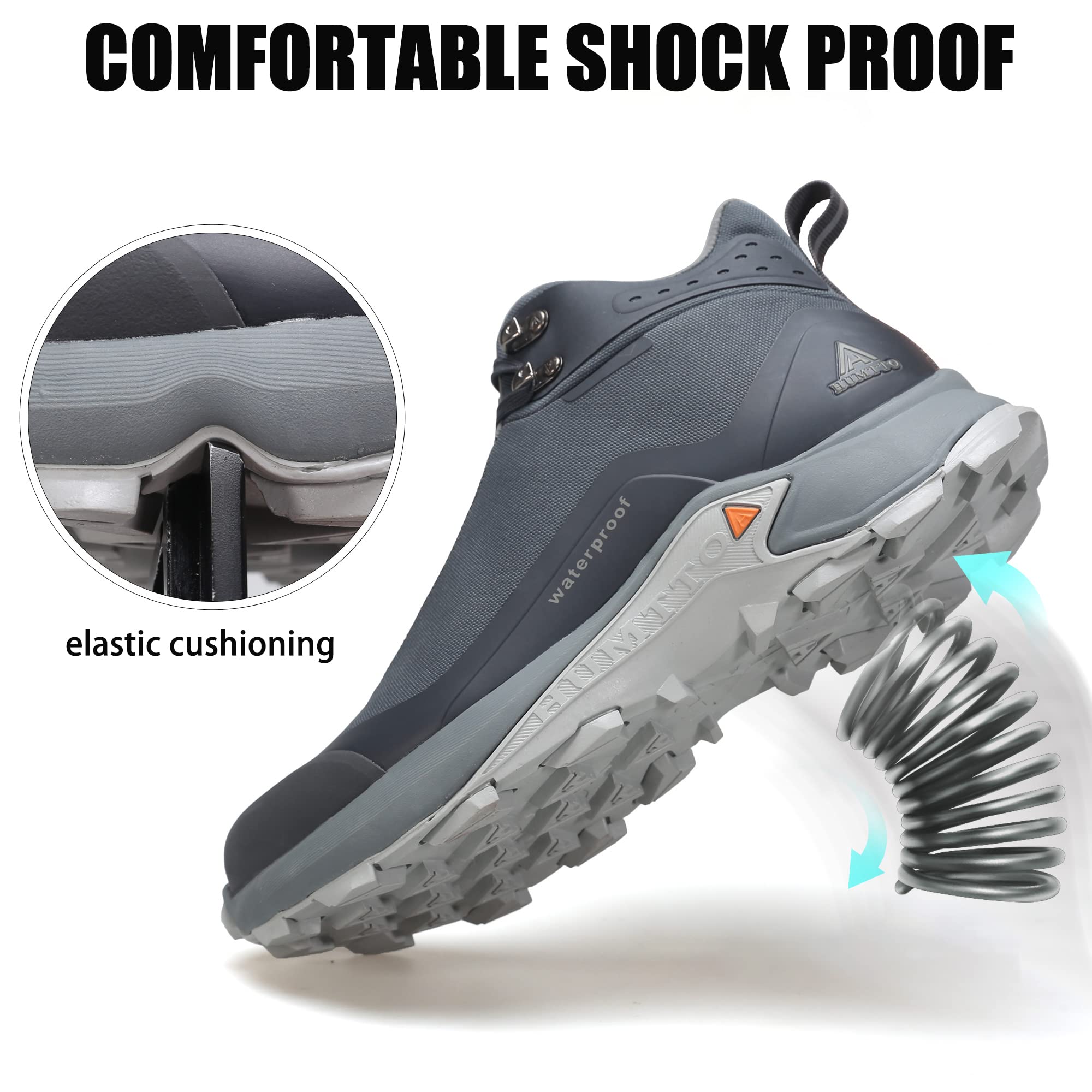 Foto 6 pulgar | Botas De Senderismo Humtto All-terrain Impermeables Para Hombre, Color Gris 8.5us - Venta Internacional.