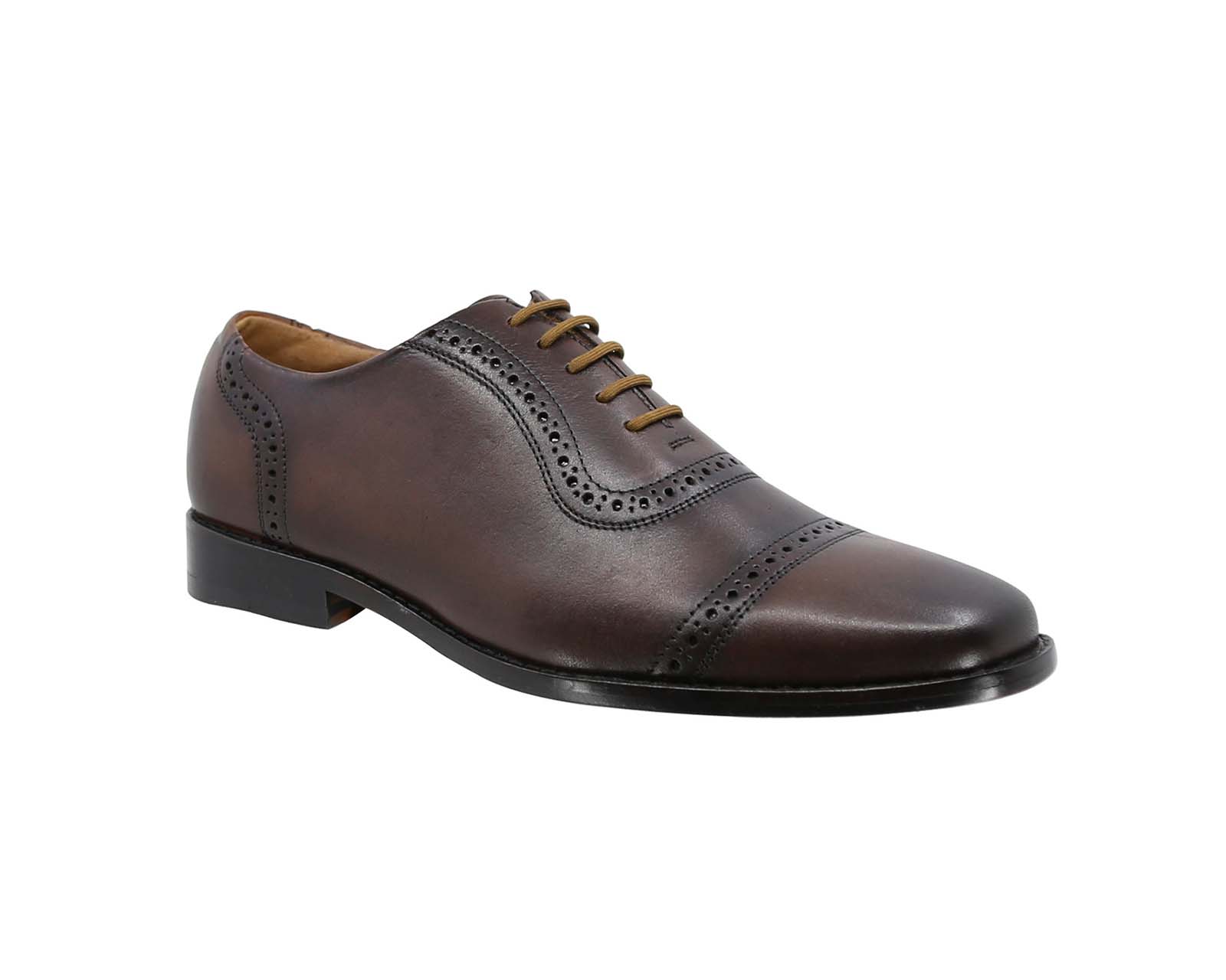 Foto 2 pulgar | Zapato Bostoniano Suela de Cuero Triples Firenze 36151 Caoba para Hombre