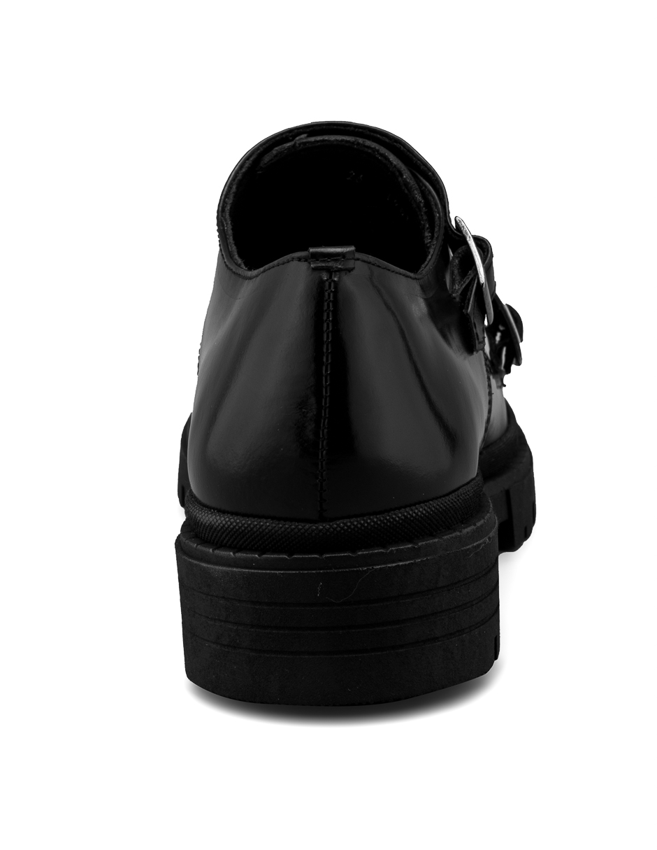 Foto 6 pulgar | Monkstrap En Piel Vacuno Negro Con Suela Gruesa Para Hombre