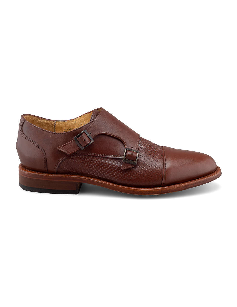 Zapato Monkstrap De Piel Café Para Hombre