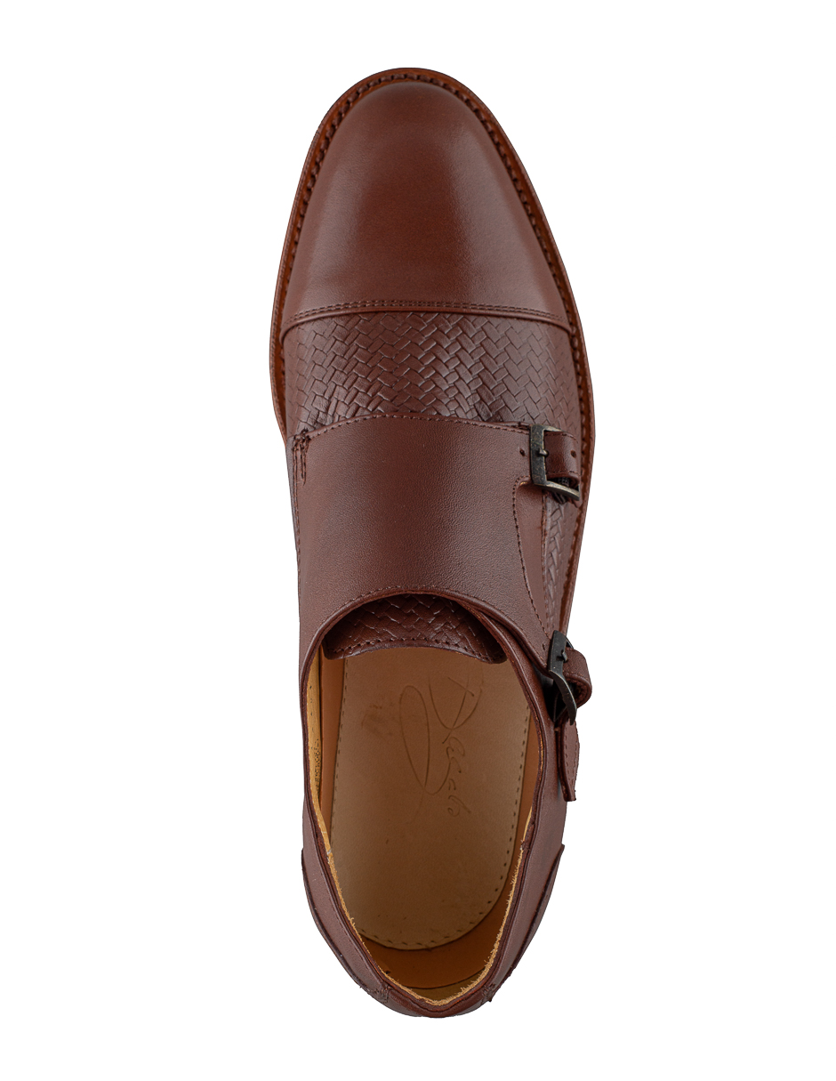 Foto 3 | Zapato Monkstrap De Piel Café Para Hombre