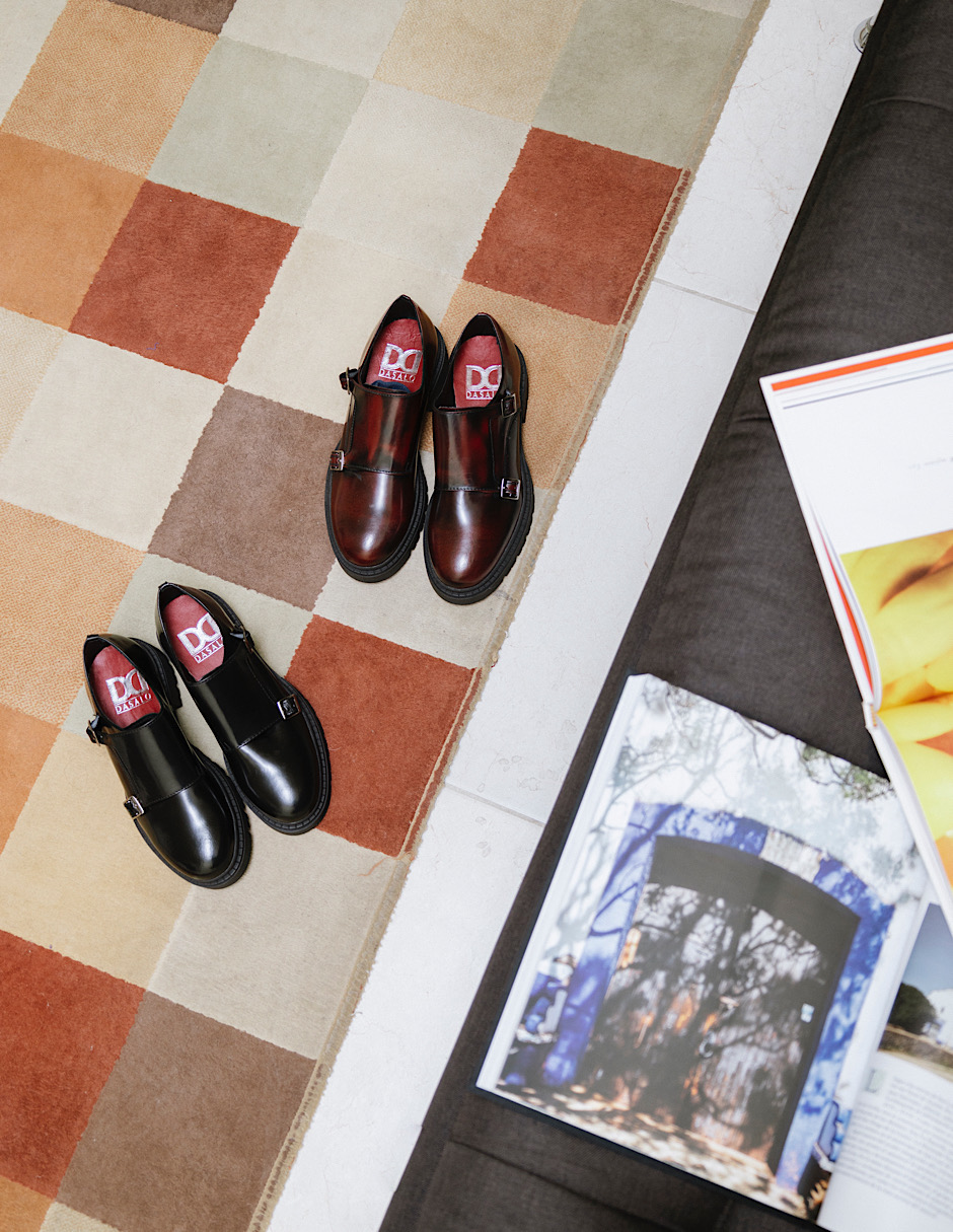 Foto 6 | Monkstrap En Piel Vacuno Vino Con Suela Gruesa Para Hombre