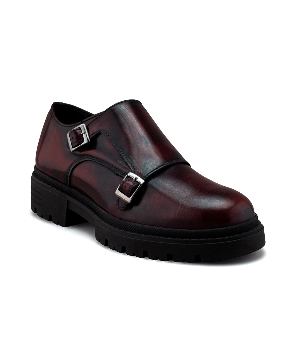 Foto 7 | Monkstrap En Piel Vacuno Vino Con Suela Gruesa Para Hombre