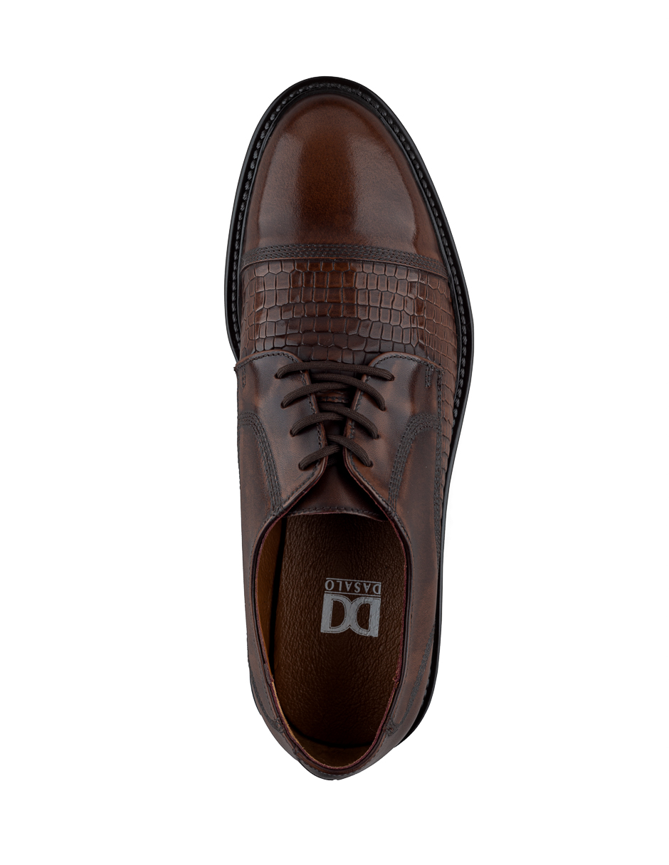 Foto 5 | Zapato Formal Derby En Piel Vacuno Grabado Café Para Hombre