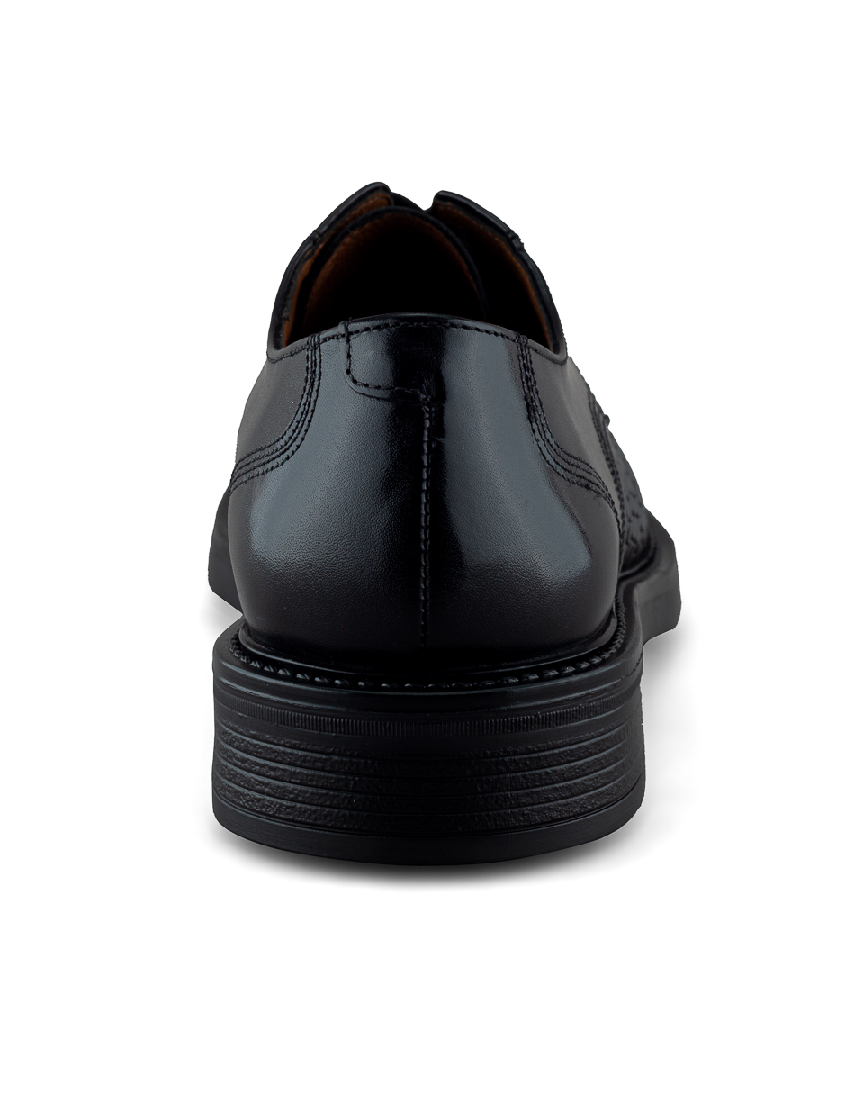 Foto 4 pulgar | Zapato Formal Derby En Piel Vacuno Grabado Negro Para Hombre