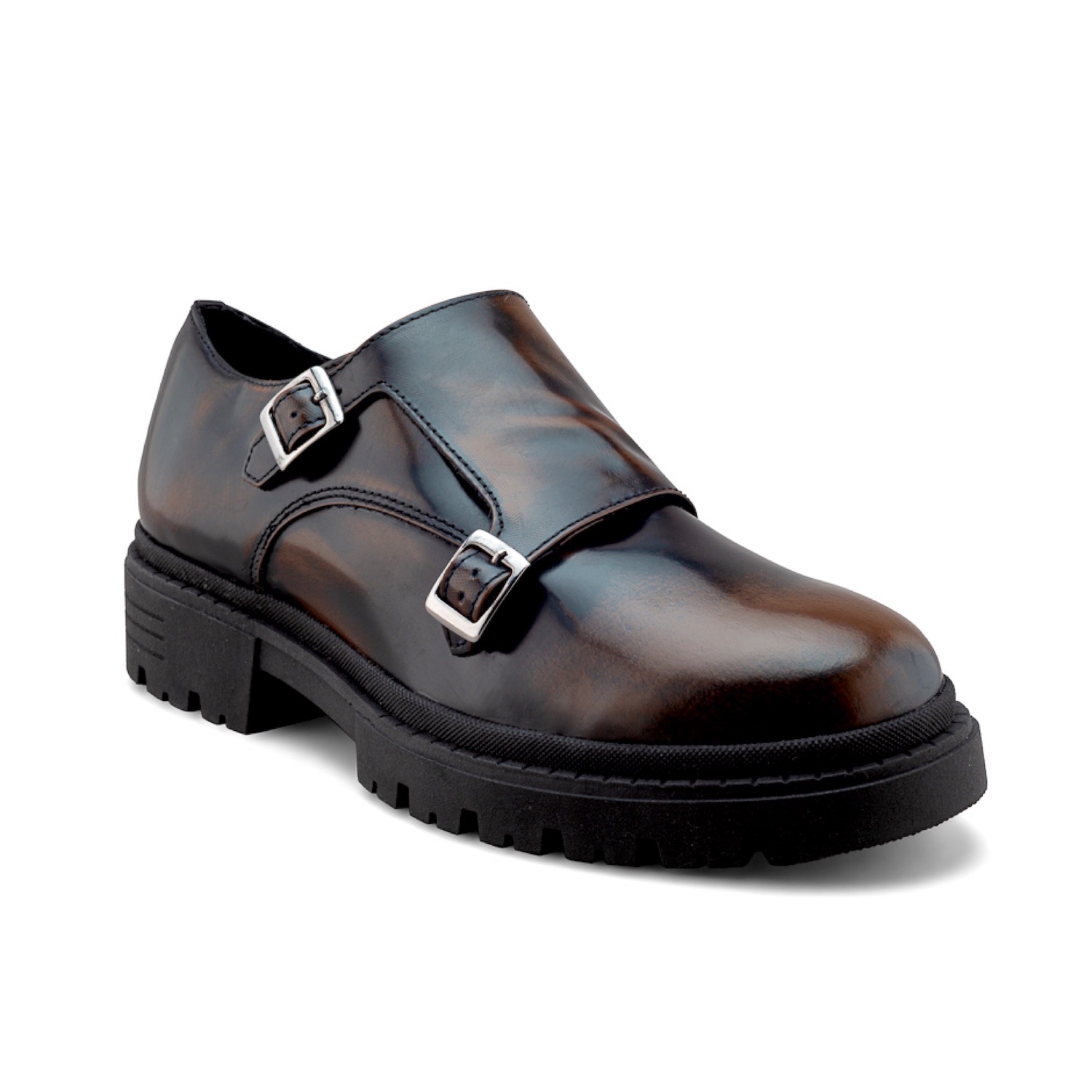Zapato Monkstrap De Piel Para Hombre Con Hebilla Y Suela Chunky