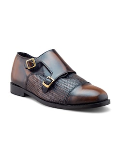 Foto 1 | Zapato Monkstrap De Piel Grabada Para Hombre Con Doble Hebilla