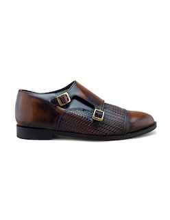 Foto 2 | Zapato Monkstrap De Piel Grabada Para Hombre Con Doble Hebilla
