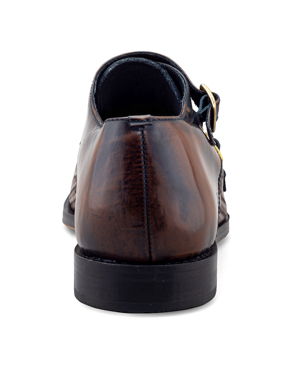 Foto 3 | Zapato Monkstrap De Piel Grabada Para Hombre Con Doble Hebilla