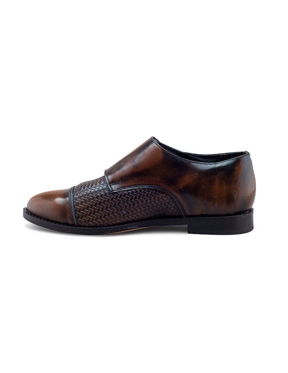 Foto 4 | Zapato Monkstrap De Piel Grabada Para Hombre Con Doble Hebilla