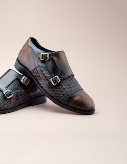 Foto 7 | Zapato Monkstrap De Piel Grabada Para Hombre Con Doble Hebilla