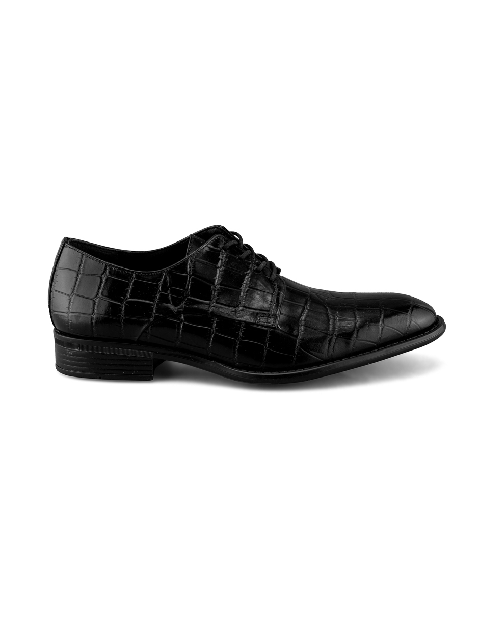 Foto 2 | Zapato Derby De Piel Negra Con Grabado Lagarto Para Hombre