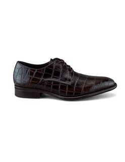 Foto 2 | Zapato Derby De Piel Café Oscuro Con Grabado Lagarto Para Hombre
