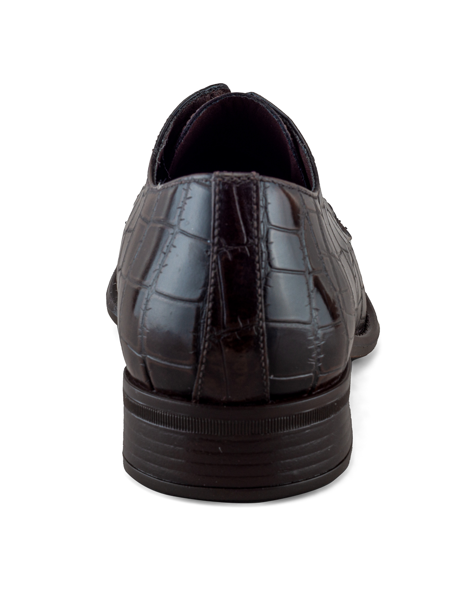 Foto 3 | Zapato Derby De Piel Café Oscuro Con Grabado Lagarto Para Hombre