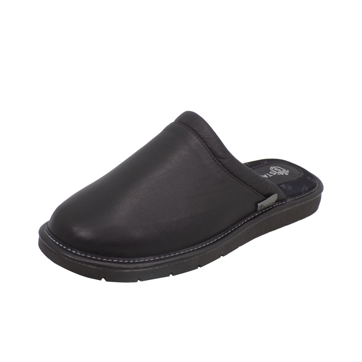 Foto 1 | Pantuflas De Piel Salto De Cama Para Hombre Marca Stahl  Modelo 1810  Color Negro
