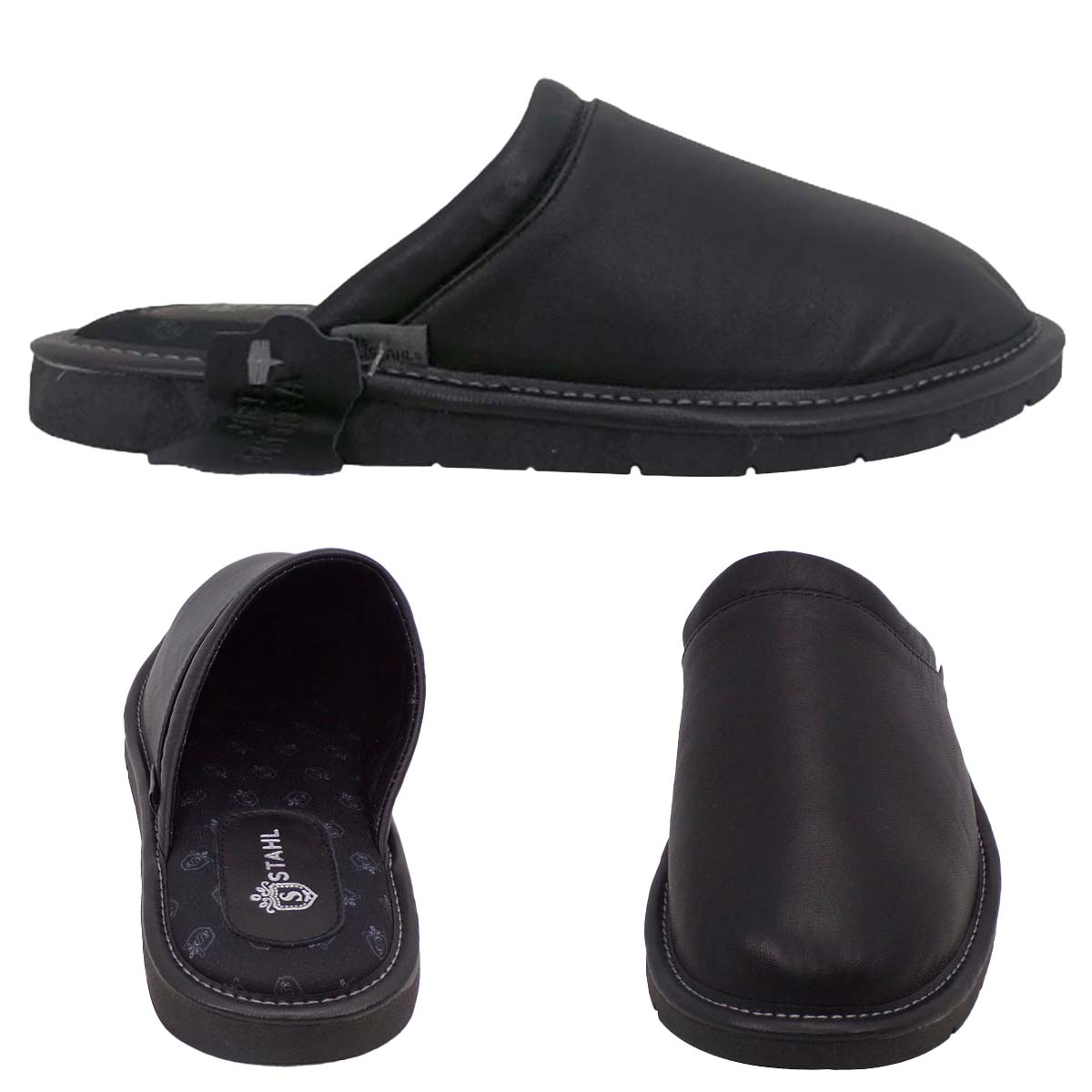 Foto 2 | Pantuflas De Piel Salto De Cama Para Hombre Marca Stahl  Modelo 1810  Color Negro