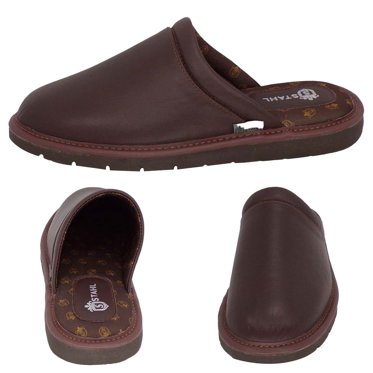 Foto 3 pulgar | Pantuflas De Piel Salto De Cama Para Hombre Marca Stahl  Modelo 1810  Color Moka