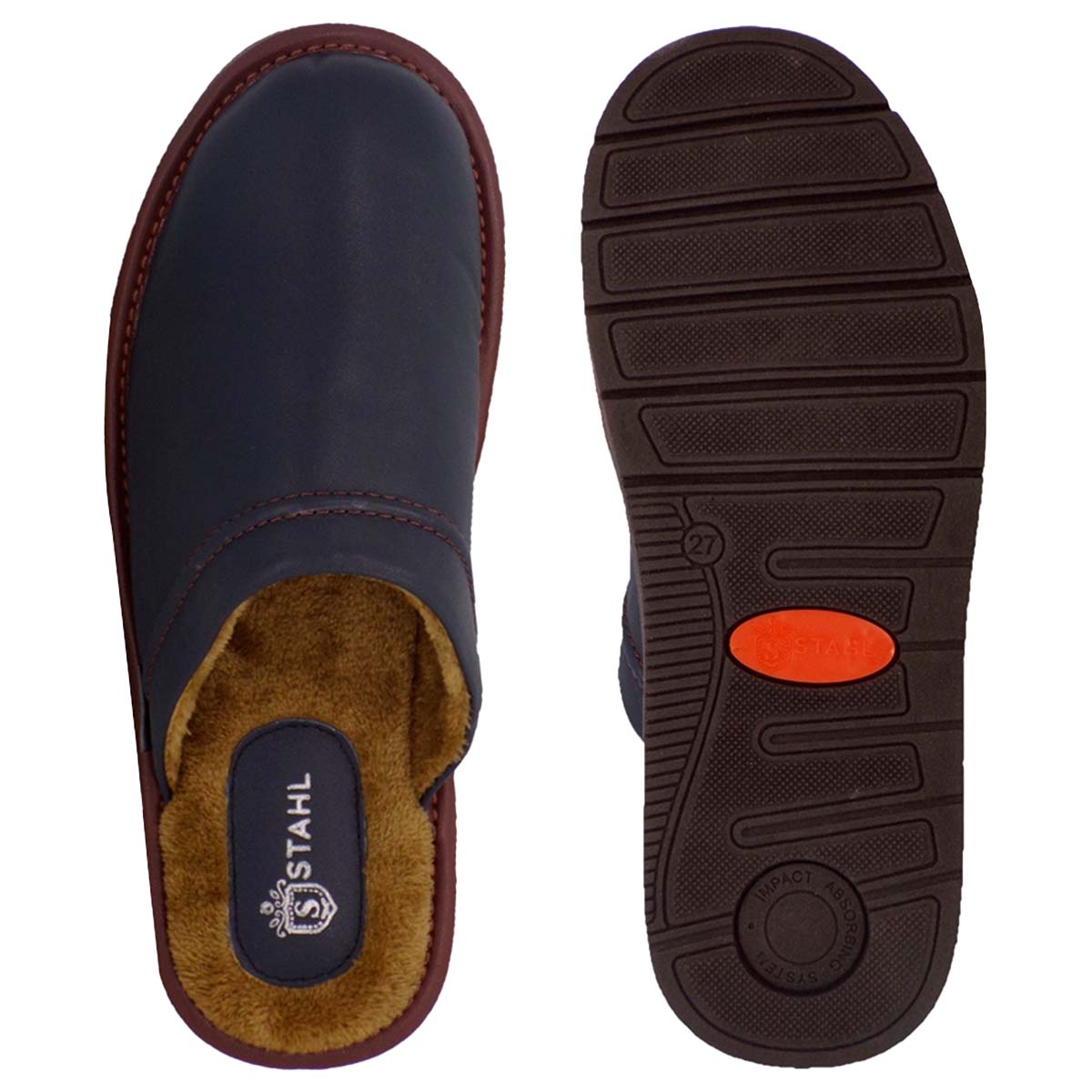 Foto 3 | Pantuflas De Piel Salto De Cama Para Hombre Marca Stahl  Modelo 4747  Color Marino