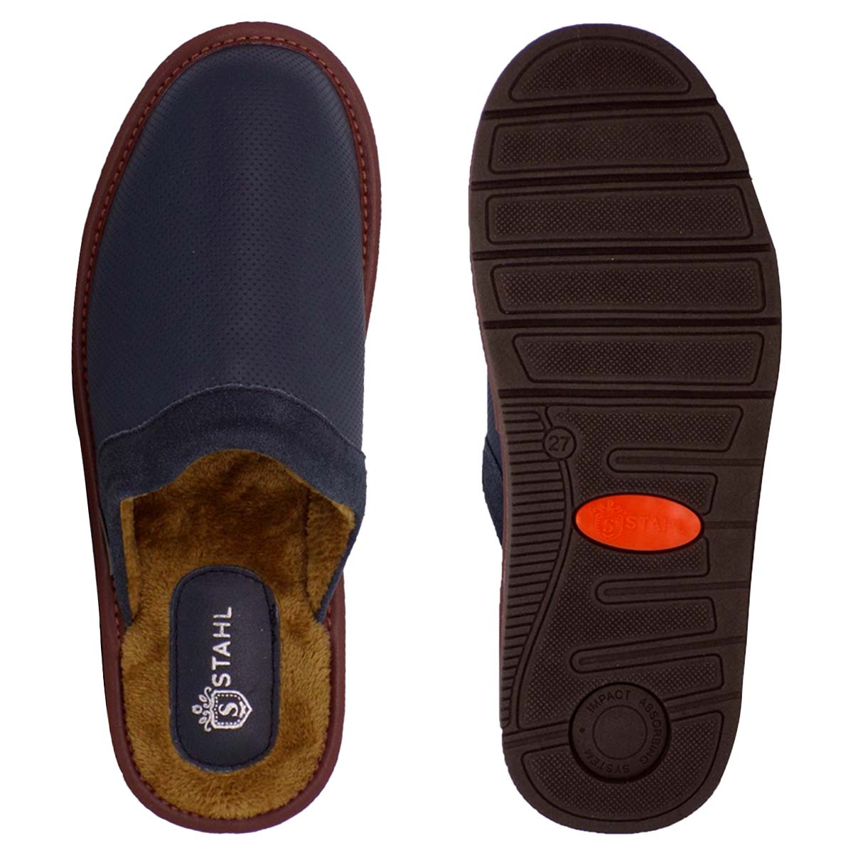 Foto 4 pulgar | Pantuflas de Piel Salto de Cama para Hombre Stahl 4750 color Azul
