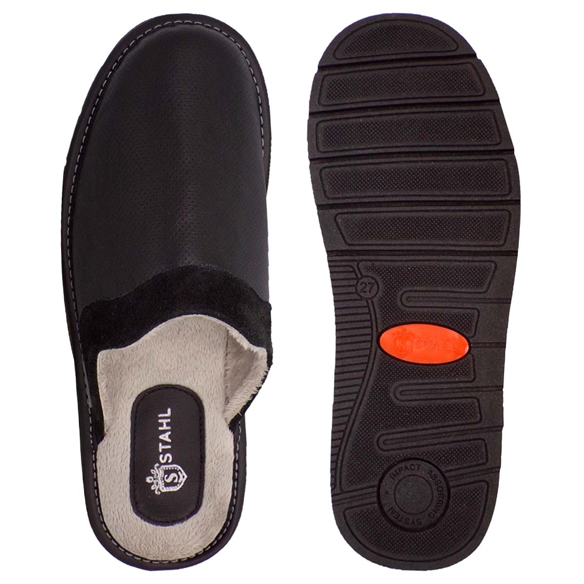 Foto 4 pulgar | Pantuflas de Piel Salto de Cama para Hombre Stahl 4750 color Negro