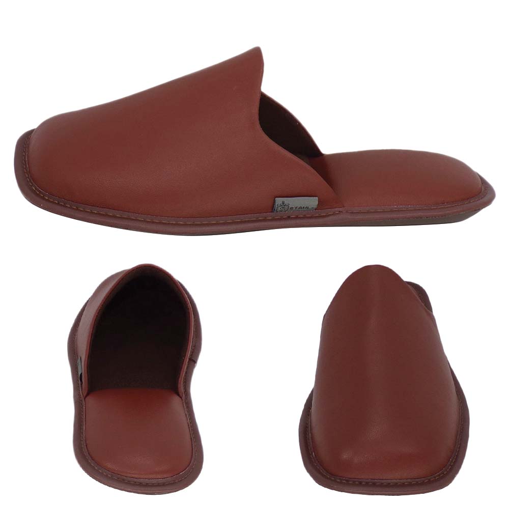 Foto 3 pulgar | Pantuflas Stahl 1800 color Café de Piel para Hombre