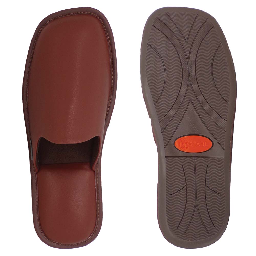Foto 4 pulgar | Pantuflas Stahl 1800 color Café de Piel para Hombre
