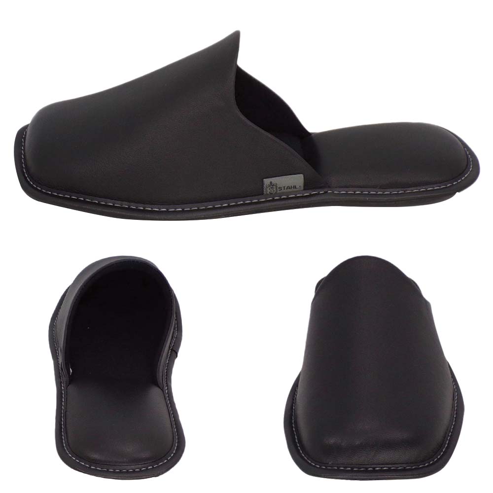 Foto 3 pulgar | Pantuflas Stahl  1800 color Negro de Piel para Hombre