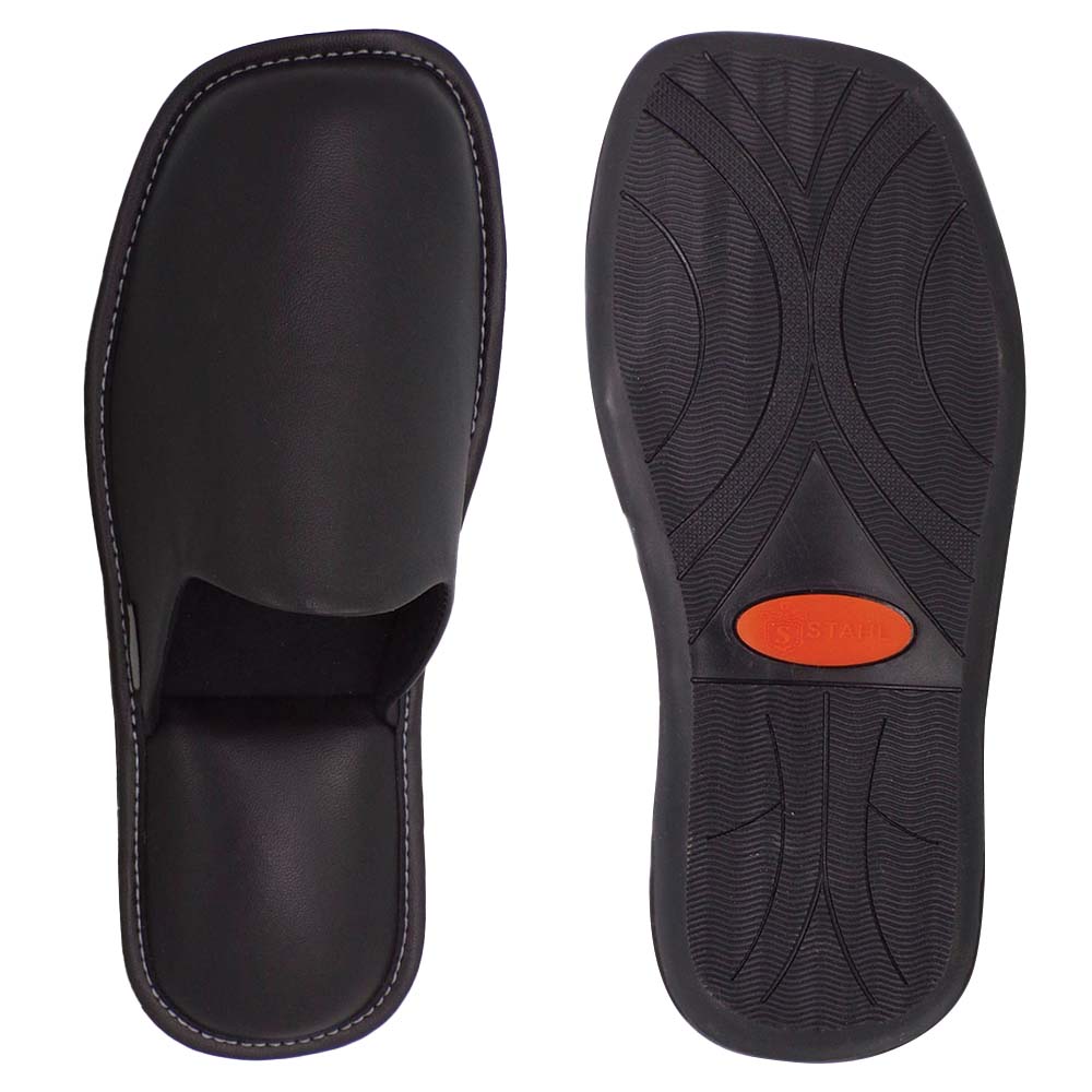 Foto 4 pulgar | Pantuflas Stahl  1800 color Negro de Piel para Hombre