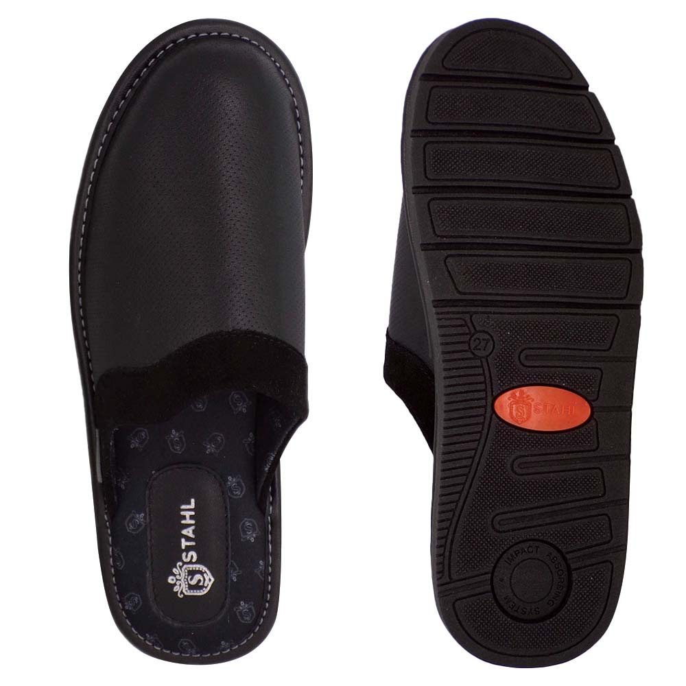 Foto 3 | Pantuflas de Piel Stahl 1808 color Negro para Hombre