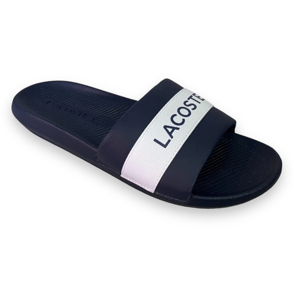 Sandalia Lacoste Azul Con Blanco Logo '' Lacoste Letras'' Hombre 41cma007mx092