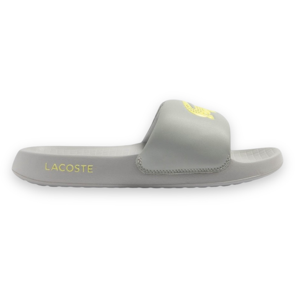 Foto 2 pulgar | Sandalia Lacoste Serve Slide Gris Con Verde Flourescente Hombre746cma0031lg1