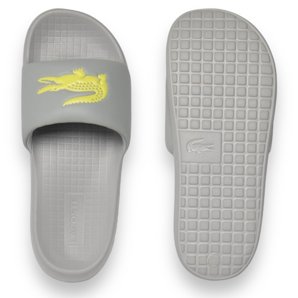 Foto 5 pulgar | Sandalia Lacoste Serve Slide Gris Con Verde Flourescente Hombre746cma0031lg1