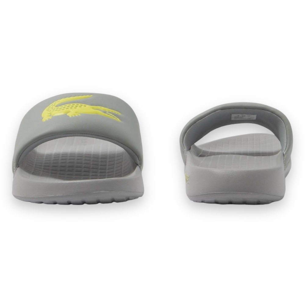 Foto 6 pulgar | Sandalia Lacoste Serve Slide Gris Con Verde Flourescente Hombre746cma0031lg1