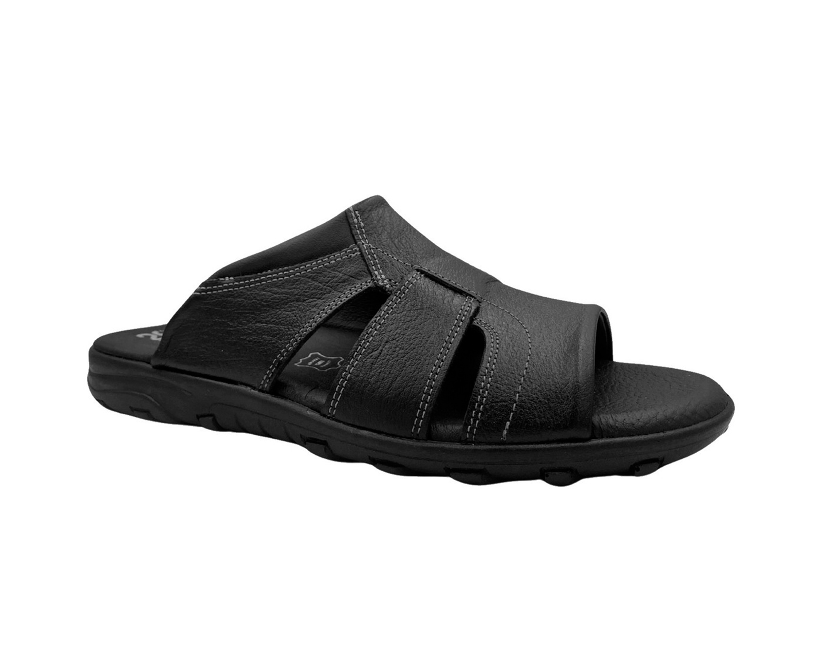 Foto 3 pulgar | Sandalia De Piel Negro Para Hombre Cómodo 20 Hrs 404