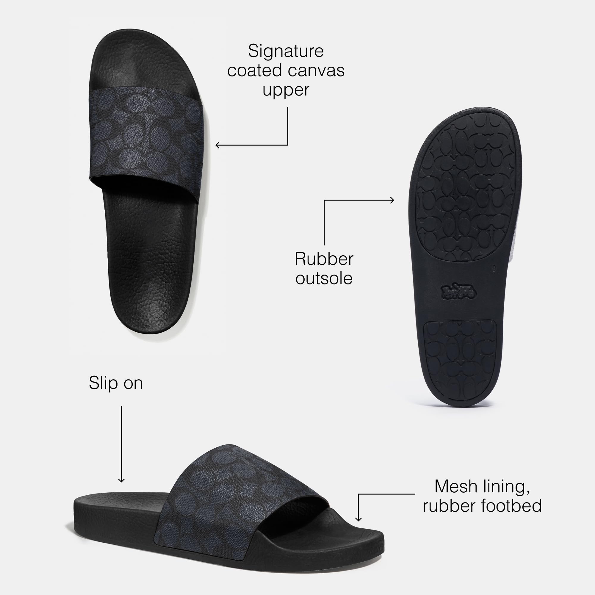 Foto 3 pulgar | Pool Slide Coach De Lona Revestida Para Hombre, Color Carbón, Talla 10 - Venta Internacional.