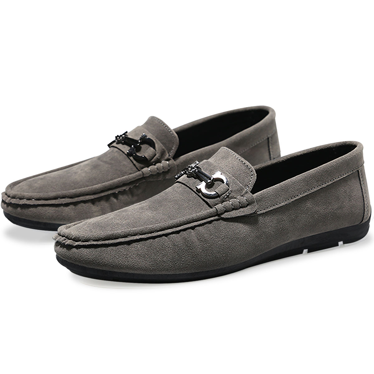 Foto 2 pulgar | Mocasines Elegantes De Vestir de Gamuza Gris para Hombre