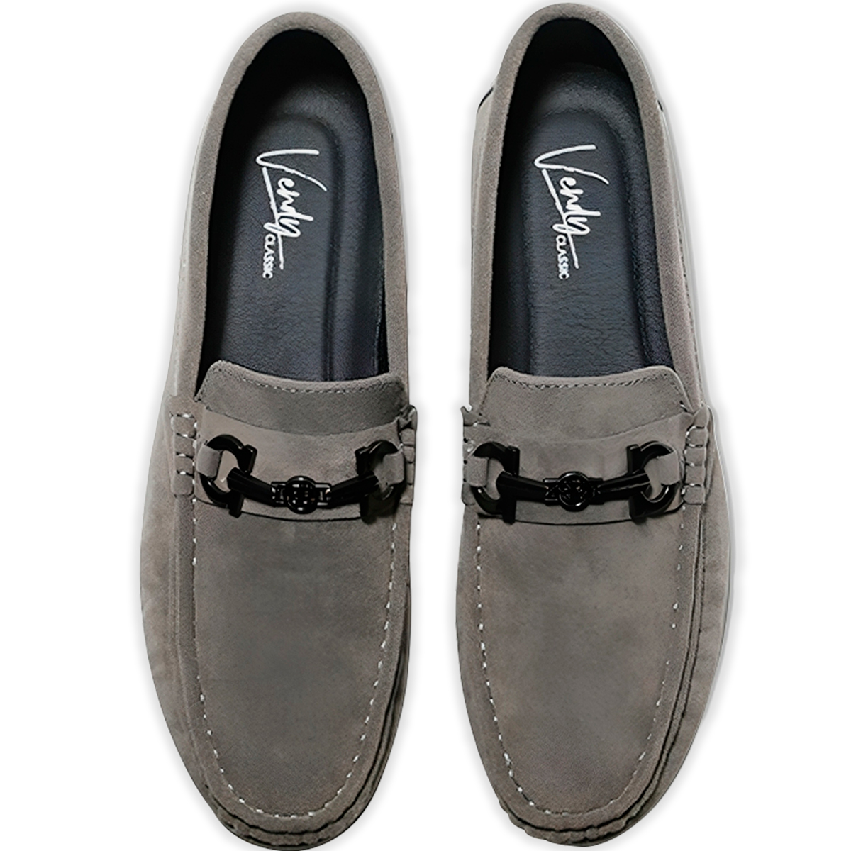 Foto 4 | Mocasines Elegantes De Vestir de Gamuza Gris para Hombre