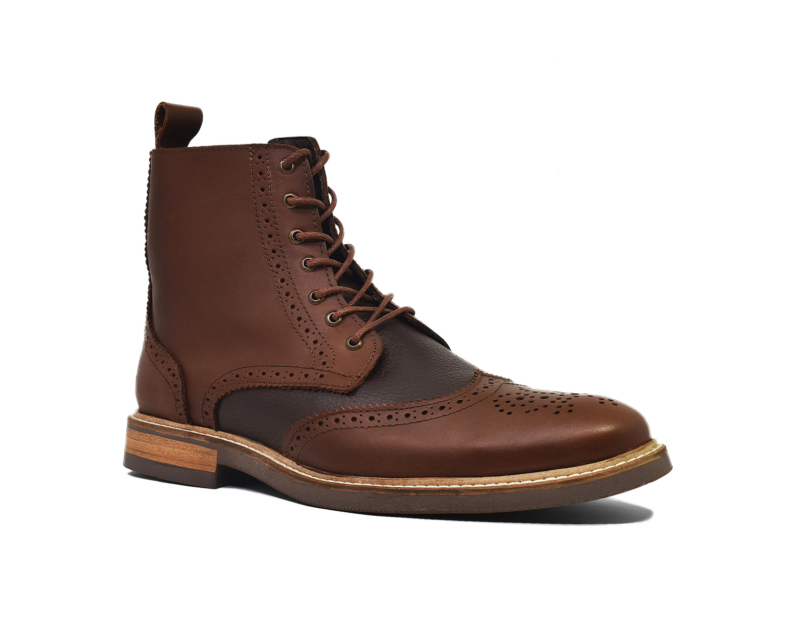 Foto 2 pulgar | Bota Bostoniana Warlock 8022 Café De Piel Para Hombre